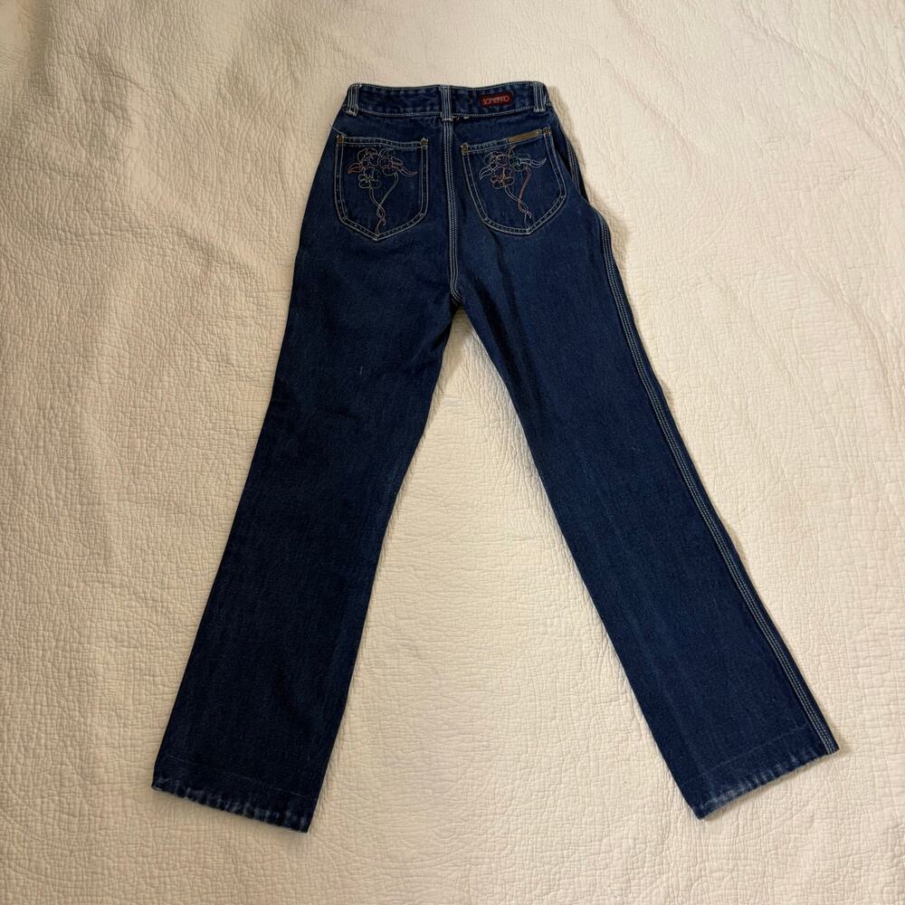 VTG 80s Sopraffino High Waisted Jeans Floral Embroidered Back Pockets